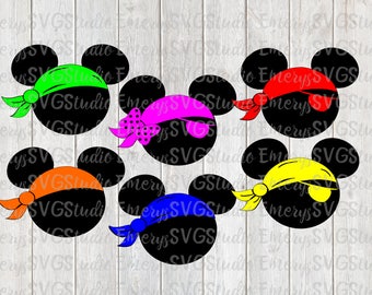 SVG DXF File for Pirate Mickey and Minnie with Bandana