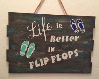 Life Is Better In Flip Flops Wall Lettering Decal Graphic