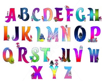 trolls letters 56 png electronic cutting files bundle