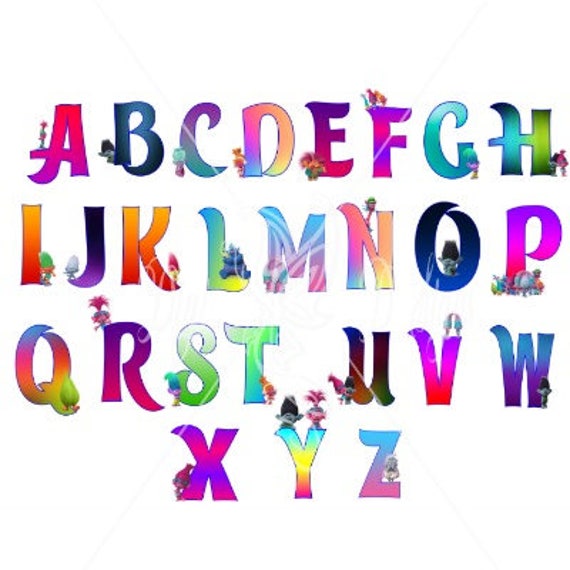 trolls letters 56 png electronic cutting files bundle