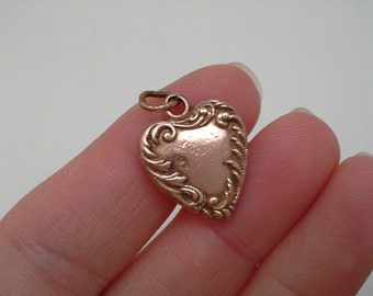 Victorian Charm, Small Heart Charm, Antique Heart Charm, Heart Pendant, Gold Heart Charm, Repousse Charm, Monogrammed Heart, Victorian Heart