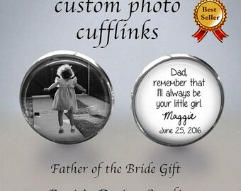 FATHER of the BRIDE Cufflinks - Bridal Cufflinks - Photo Cuff Links - Cuff Links - Father of the bride gift - Wedding Cufflinks