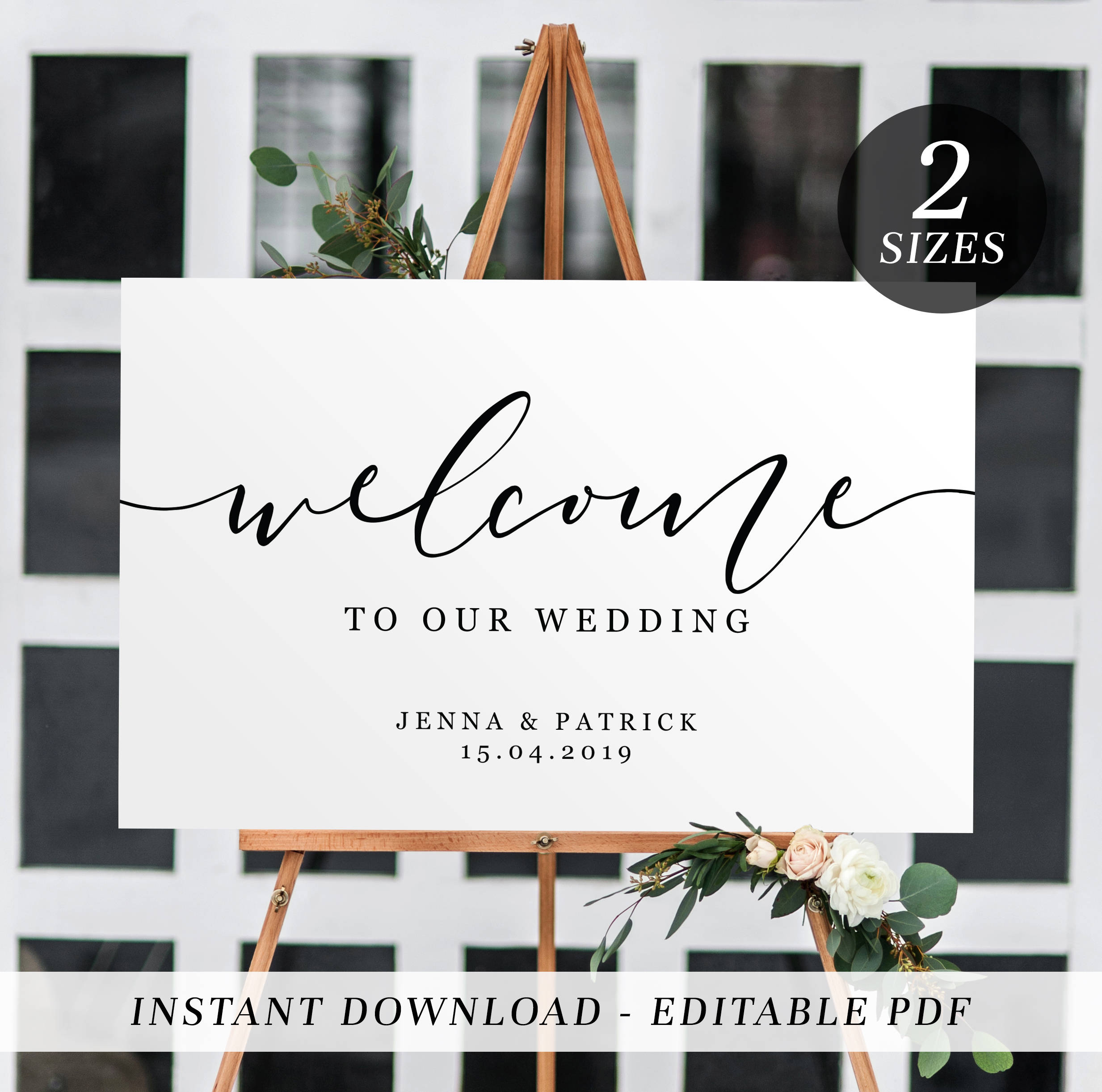 Printable Wedding Sign Editable Template