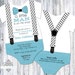 Little Man Baby Shower Invitation Boy Bow Tie and Suspenders