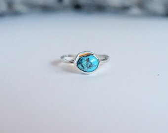 Mexican Turquoise Silver Ring, size 7.5