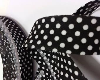 Black folded bias polka width 18mm by 20 cm