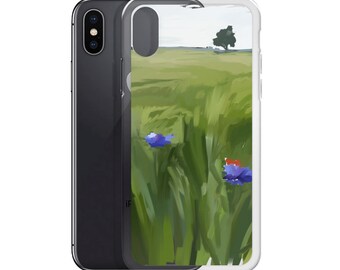 iPhone Case "Cornflowers". Landscape Painting Phone Case, iPhone 7 Case, iPhone 8 Case, Realism Art, Gifts for Nature Lovers, Nature iPhone