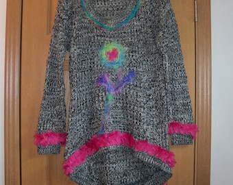 Felted Flower Dress wearable Colorful Art Free Shipping in USA