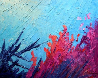 Seascape Painting, Underwater Painting, Coral Reef, 8x8" Oil Painting, Ready to Hang, No Frame Required, Free Shipping in US
