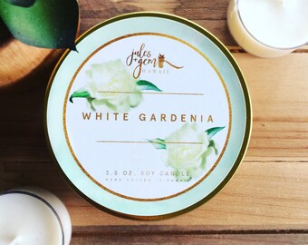 Gardenia 3.5 oz travel tin soy candle