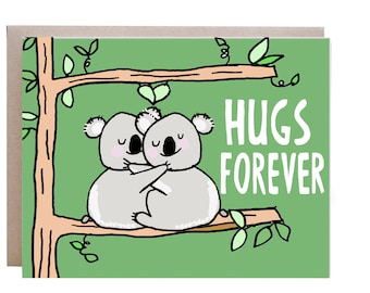 Hugs Card, Love Card, I Love You Card, Anniversary Card, Valentines Day Card, Anniversary card, Koala Bear
