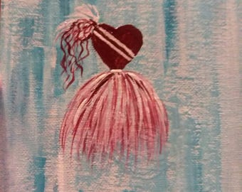 Red Heart Dress 5x7 Original Art Painting