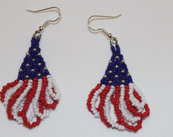 db1140 - Handmade patriotic red, white and blue earrings