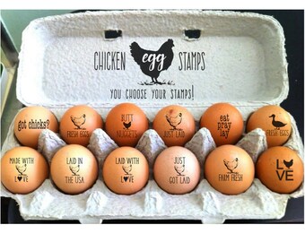 Egg Stamps | Chicken Egg Rubber Stamp | Fresh Eggs | Farm Fresh Stamper | Mini Stamps | Crazy Chicken Lady Gift Farmhouse Cute Sayings Hens