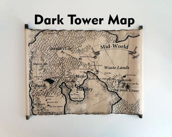 Mid-World Map, The Dark Tower Map Scroll, End-World Map, Handmade Roland's World Map Scroll