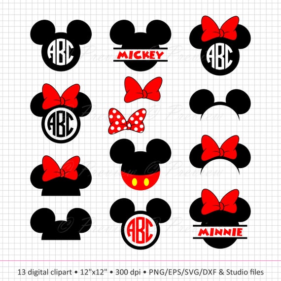 Download Buy 2 Get 1 Free Digital Clipart Mickey Mouse Head Monogram