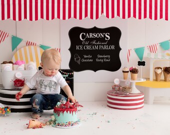 Ice Cream Shoppe Banner and labels