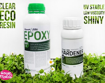 Eco Resina 1,43 kg Resina Epossidica Super trasparente e lucida,Stabile raggi Uv ,bassa viscosità'-Eco resina per creare gioielli