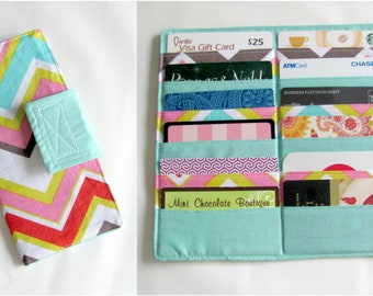 12 Slot Business Card Holder, Credit Card Organizer Wallet, Card Organizer, Card Wallet, Loyalty Card Organizer, Gift Card Wallet, Chevron