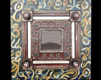 Mexican Tin Mirror with a Matisse Flair