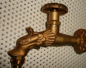 Vintage European Water Dog Faucet/ Large Bronze Water Spigot / Animal Head Garden Tap/ Home Décor/ Bronze water faucet/unused