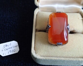 Antique Edwardian Sterling & Carnelian Ring (PRICE CORRECTION!)