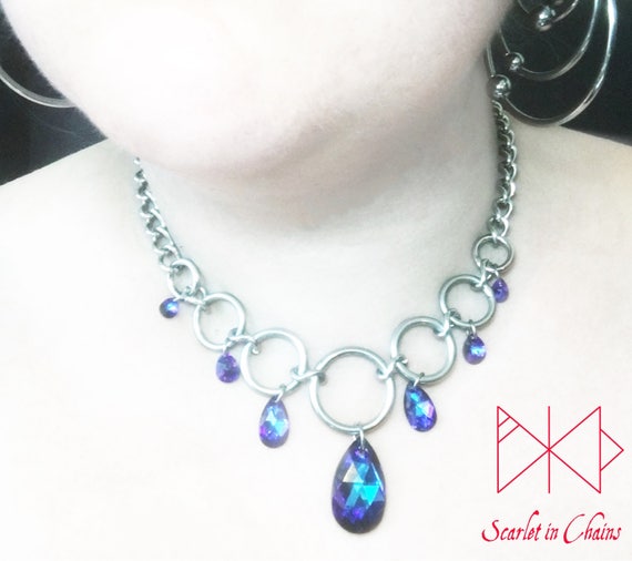 Stainless Steel Blood Chandelier Goth Choker BDSM day