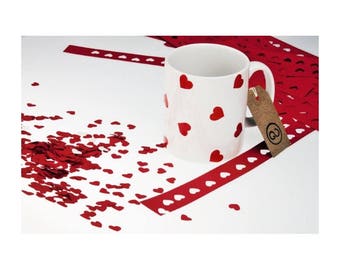 Beautiful, stylish and utterly unique 'LOVEHEARTS' Valentines coffee mug. By The Good Continuation Design Company.