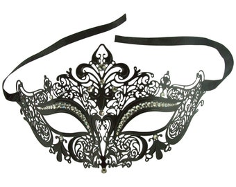 Black Venetian Masquerade Paper Mache Mask Incognito Prom