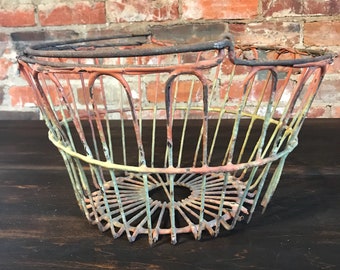 Vintage Pink and Yellow Egg Basket
