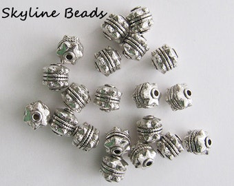 Tibetan Style Beads, Antique Silver, 10mm x 10mm, Beautiful and Unique! 20 beads