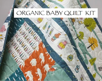 Organic Baby Quilt Kit, Camping Fishing Theme, Nursery Quilting Cotton, Precut Squares, Birch Camp Sur, Outdoorsy, Lures, Woodland, Baby Boy