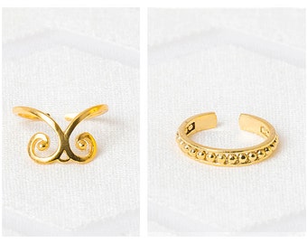 Gold Knuckle Ring Set Of 2 - Midi Ring Set - Stacking Rings - Adjustable Rings - Above Knuckle Rings - Gift For Her