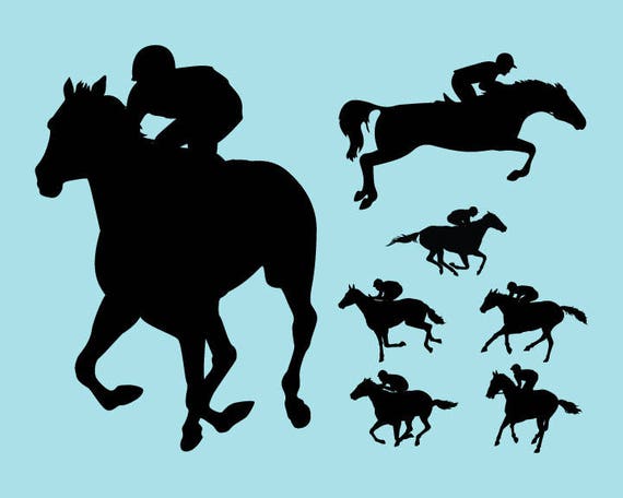 Download SVG DXF PNG Cut Files Silhouette Horse Racing Cutting