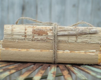 SET OF 5 Stacks of 3 Vintage Unbound Books Wrapped in Twine, Naked Book Centerpiece, Rustic Wedding Centerpiece, Naked Book Stack set