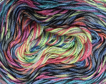 Katia Funny Rainbow Variegated Gradient 4 strands 100% Cotton Yarn Cake 688 Yards Color 106