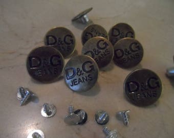 set of 5 sets of rivets, D & G 20 mm jeans buttons