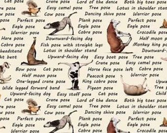 NEW Elizabeth's Studio Cream Yoga Is For Everyone All Over fabric - 1 yard