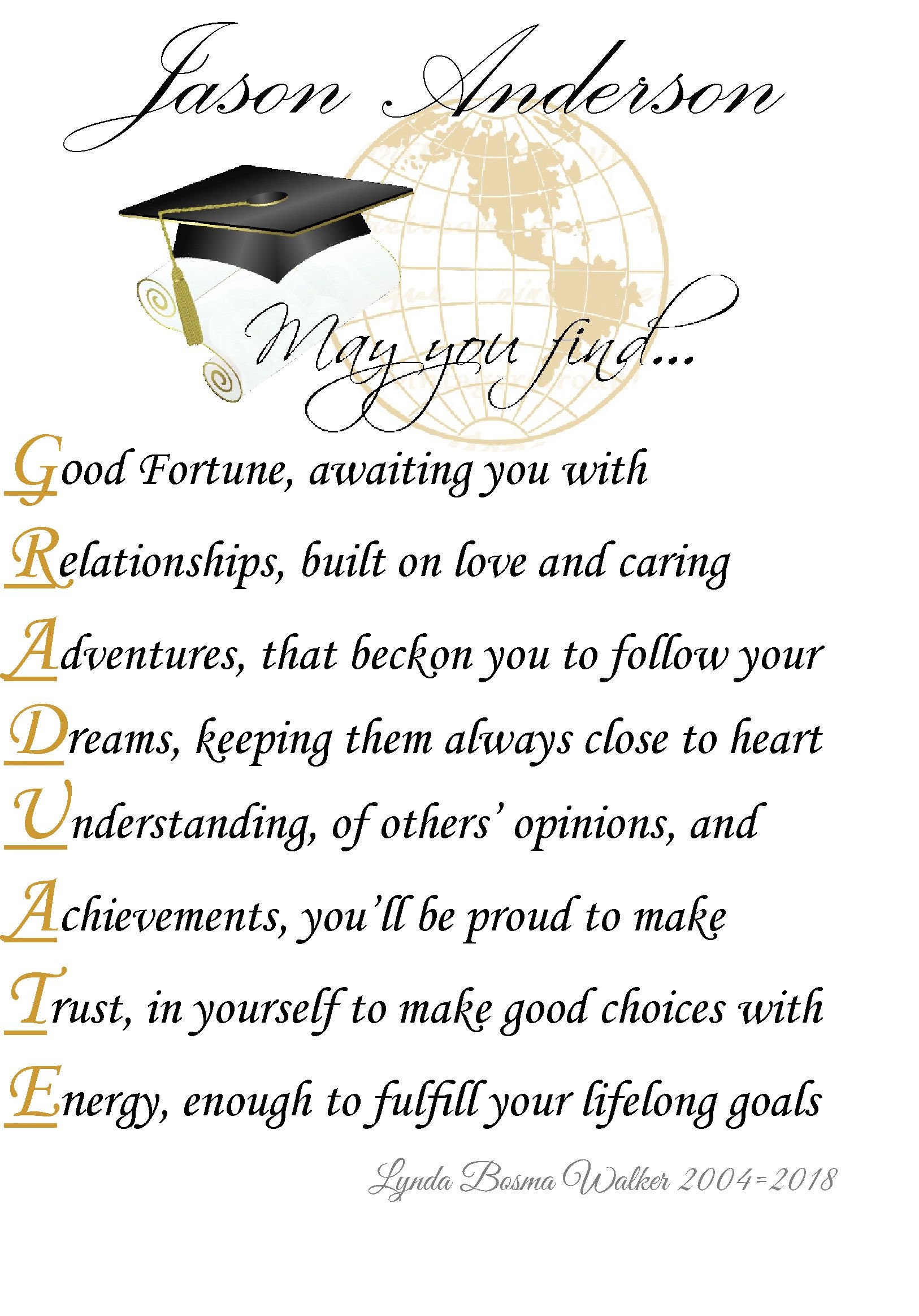 for congratulations 8th grade graduation Graduation Poem You Find Personalized Print Inspirational May