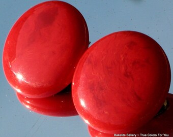 Red Bakelite Earrings Vintage Big Runway Marbled Modernist Bold Chunky Estate Jewelry Art Deco Lipstick Jello Translucent Antique Clip