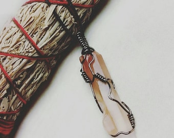 Red Phantom Quartz Wire Wrapped Necklace
