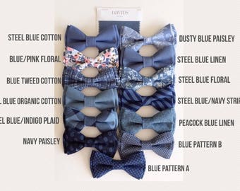 Steel blue bow tie - steel blue cotton bowtie-peacock blue linen bow tie-grooms bowtie- groomsmen bowtie- ring bearer's bowtie-Daddy and son