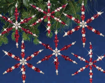 Ruby Snowflakes Beaded Christmas Ornament Kit (NC002)