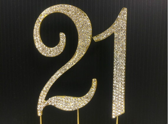 Rhinestone Gold NUMBER 21 Cake Topper 21 Birthday Parties