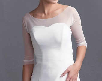 Delicate simple tulle top, Long sleeve tulle bolero, Bridal bolero, Bridal tulle bolero, Wedding tulle bolero with dolman style sleeves