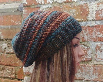 Slouch beanie . Ribbed beanie .Colorful beanie . Crochet beanie hat . Women's beanie hat . Winter beanie . Crochet hat .