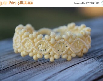 SALE Micro-Macrame Beaded Bracelet - Ivory