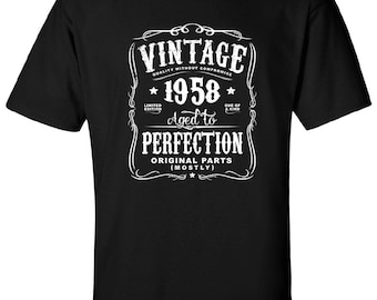 60th in 2018 Birthday Gift For Men and Women - Vintage 1958 Aged To Perfection Mostly Original Parts T-shirt Gift idea. N-1958