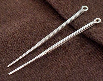 2 of Karen Hill Tribe Silver Skinny Long Spike Pendants 2x62mm. :ka4293