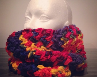 Crocheted infinity scarf